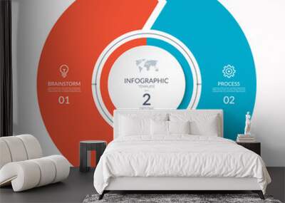 infographic process chart. cycle diagram with 2 stages, options, parts. can be used for report, busi Wall mural