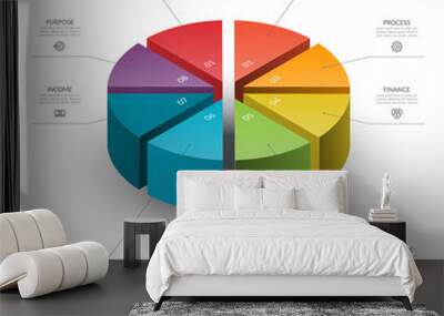 Isometric cycle diagram for infographics. Vector chart with 8 parts, options. Can be used for graph, report, presentation, brochure, web design. Wall mural