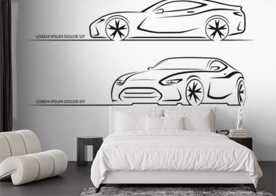 Set of sports car silhouettes. Vector illustration Wall mural