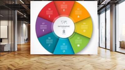 Vector infographic circle. Cycle diagram with 8 options. Can be used for chart, graph, report, presentation, web design. Wall mural