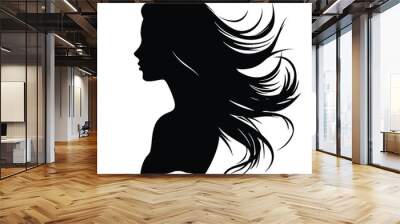 Beautiful profile of young woman Silhouette 
 Wall mural