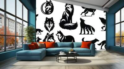 set of wolves vector Wall mural