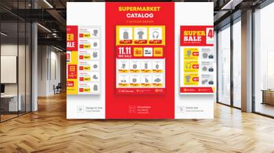 Supermarket product promotion flyer template. Supermarket flyer with discounts. Minimalist layout banner for supermarket product catalog Wall mural