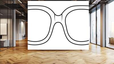 Angular frame glasses fashion accessory illustration. Sunglass front view for Men, women, unisex silhouette style, flat rim spectacles eyeglasses with lens sketch outline isolated on white background Wall mural