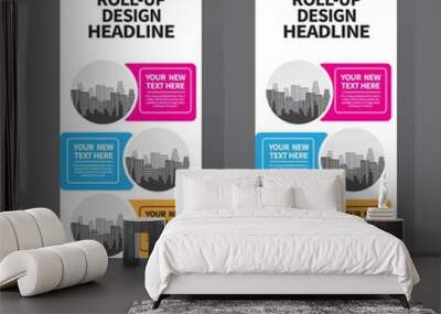 Roll up banner design template, vertical, abstract background, pull up design, modern x-banner, rectangle size.  Wall mural