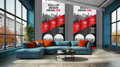 Roll up banner design template, vertical, abstract background, pull up design, modern x-banner, rectangle size.  Wall mural