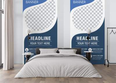 Roll up sale banner design template, abstract background, pull up design, modern x-banner, rectangle size. Wall mural