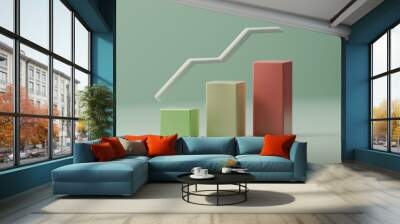 Upward Trajectory: A 3D Column Chart Visualizing Rising Trends Wall mural