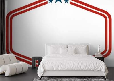 America American Flag Frame Banner Badge Design Template Vector Wall mural