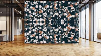 Abstract illustration of orange and grey kaleidoscopic polygonal abstract shapes against black backg Wall mural