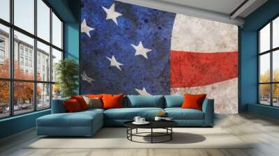 American flag on a wooden table Wall mural