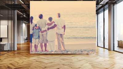 Beautiful family at the beach Wall mural