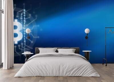 bitcoin graphic icon with binary code circuits Wall mural