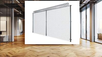 Chainlink fence by white background Wall mural