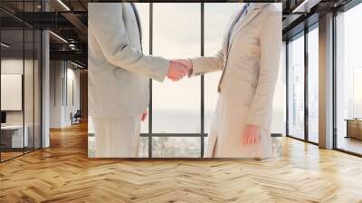 Composite image of business people handshake Wall mural