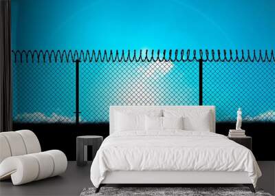 Composite image of chainlink fence by white background Wall mural