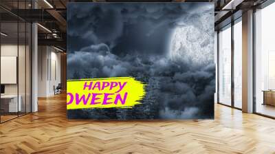 Composite image of digital image of happy halloween text Wall mural