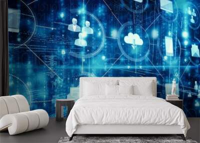 Composite image of illustration of virtual data Wall mural