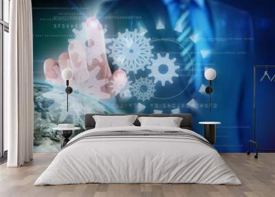 composite image of midsection of businessman using futuristic di Wall mural