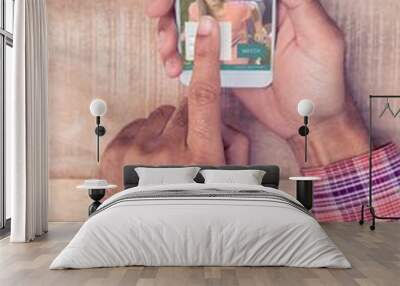 Composite image of online dating app Wall mural