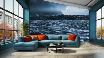 Composite image of rough blue ocean Wall mural