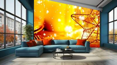 Composite image of snow falling Wall mural