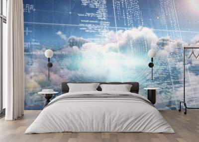 Composite image of spiral of shiny binary code Wall mural