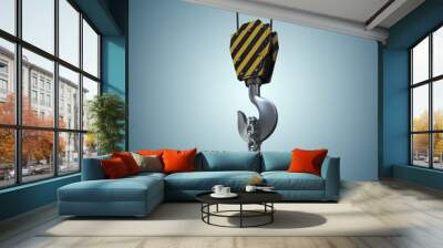 Composite image of studio shoot of a crane lifting hook Wall mural