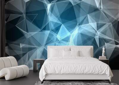 Composition of grey and blue shapes on black background Wall mural