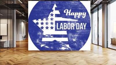 Digital composite image of happy labor day text on blue poster Wall mural