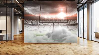 Digital image of goal post at American football stadium Wall mural