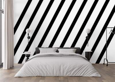 Digital png illustration of black diagonal lines repeated on transparent background Wall mural