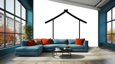 Digital png illustration of black house with copy space on transparent background Wall mural