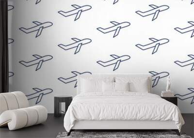 Digital png illustration of black planes repeated on transparent background Wall mural