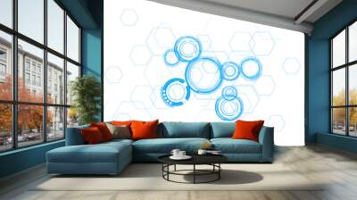 Digital png illustration of blue digital circles on transparent background Wall mural