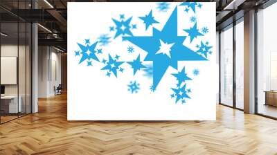 Digital png illustration of blue stars on transparent background Wall mural