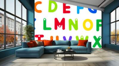 Digital png illustration of colourful letters of alphabet on transparent background Wall mural