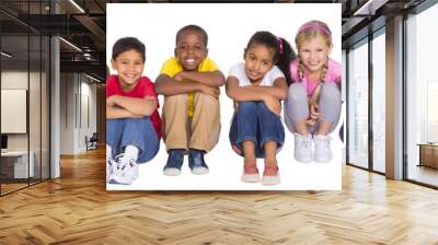 Digital png illustration of diverse children on transparent background Wall mural