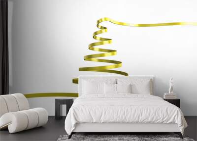 Digital png illustration of long gold ribbon in christmas tree shape on transparent background Wall mural