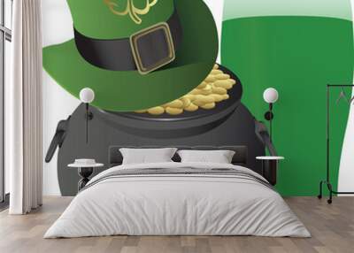 Digital png illustration of st patrick's hat on transparent background Wall mural