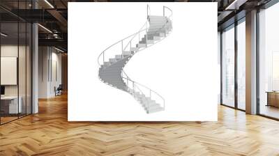 Digital png illustration of white spiral staircase on transparent background Wall mural