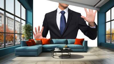 Digital png photo of biracial businessman on transparent background Wall mural