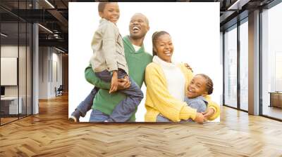 Digital png photo of happy african american family on transparent background Wall mural