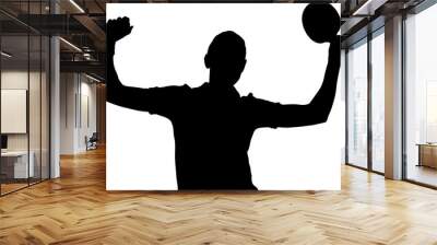 Digital png silhouette of male table tennis player raising hands on transparent background Wall mural