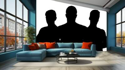 Digital png silhouettes of three sportsmen standing on transparent background Wall mural