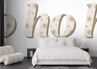 Digitally generated image of star pattern design over ho ho ho text banner against white background Wall mural