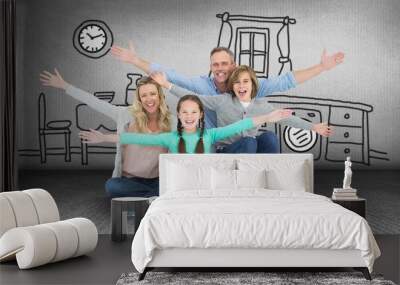 Family having fun at home Wall mural