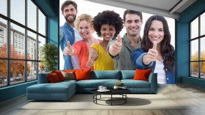 Group portrait of happy young colleagues Wall mural