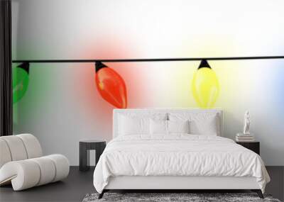 Image of a string of colourful christmas fairy lights Wall mural