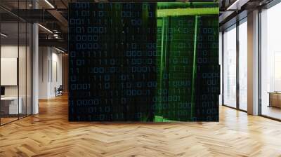 Image of binary coding and data processing over computer servers Wall mural